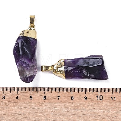 Natural Amethyst Pendants KK-F868-27G-1