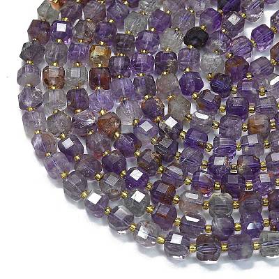 Natural Purper Lodolite Quartz Beads Strands G-K389-A11-01-1