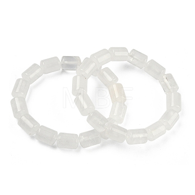 Column Natural Quartz Crystal Rock Crystal Beads Stretch Bracelets for Women Men BJEW-A148-01A-27-1