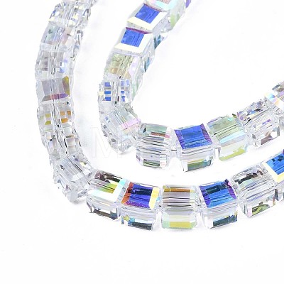 Electroplate Transparent Glass Beads Strands EGLA-N002-17B-B01-1