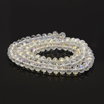 AB Color Plated Faceted Rondelle Electroplate Glass Beads Strands GLAA-A024D-AB01-1