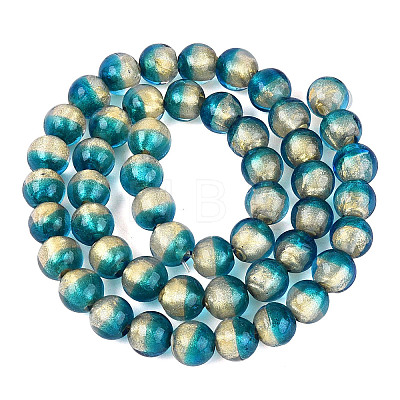 Handmade Lampwork with Gold Powder Beads Strands LAMP-N037-06A-02-1