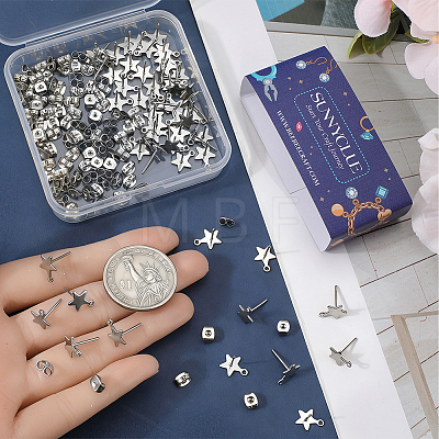 60Pcs 304 Stainless Steel Stud Earring Findings STAS-SC0021-31P-1