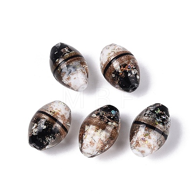 Two Tone Color Handmade Foil Glass Beads FOIL-Q001-01H-1