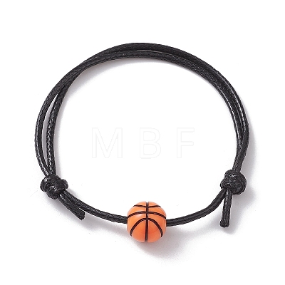 Sport Theme Acrylic Braided Bead Bracelet with Waxed Polyester Cords BJEW-JB10152-1