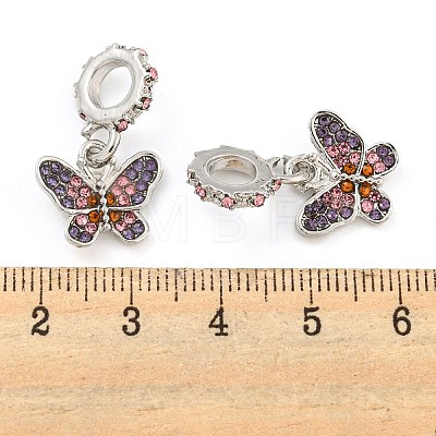 Rack Plating Alloy Pave Colorful Rhinestone Insect European Dangle Charms FIND-B034-14P-03-1