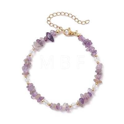 Natural Amethyst Chip Beaded Bracelets for Women X-BJEW-JB11742-03-1