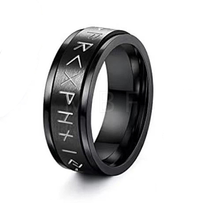 Viking Rune Titanium Steel  Rotatable Finger Ring PW-WGDA45C-11-1