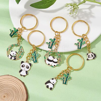 Panda & Bamboo Alloy Enamel Pendant Keychains KEYC-JKC00629-1