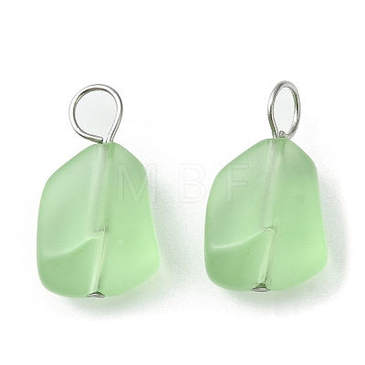 Transparent Frosted Glass Pendants PALLOY-JF02185-1