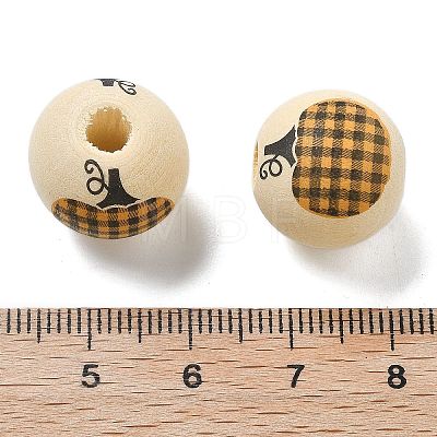 Halloween Printed Schima Wood European Beads WOOD-G023-07E-1