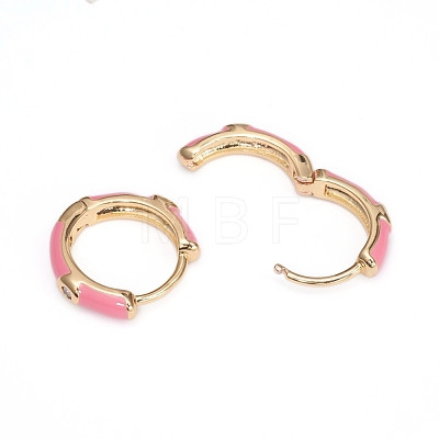 Brass Micro Pave Clear Cubic Zirconia Huggie Hoop Earrings EJEW-I240-02-1