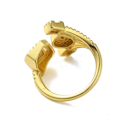 Brass with Cubic Zirconia Rings RJEW-B057-04G-01-1