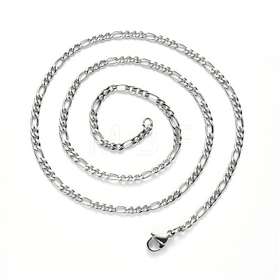 304 Stainless Steel Figaro Chain Necklaces NJEW-S420-003C-P-1