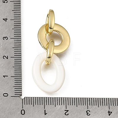Natural White Shell and Brass Micro Pave Clear Cubic Zirconia 3 Ring Linking Rings KK-C262-05C-G-1