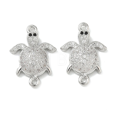 Brass Micro Pave Clear Cubic Zirconia Sea Animals Connector Charms KK-H280-01A-P-1