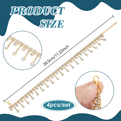 4Pcs Iron Rhinestone Tassel Boot Strap Chains HJEW-PH02567-1