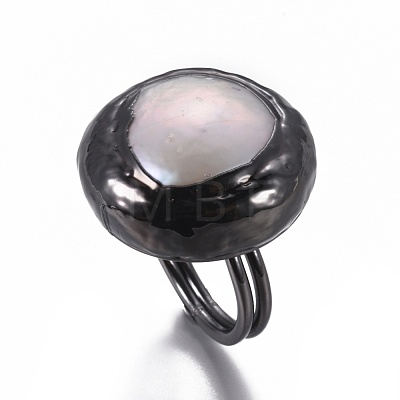 (Jewelry Parties Factory Sale)Adjustable Pearl Rings RJEW-K229-E01-1