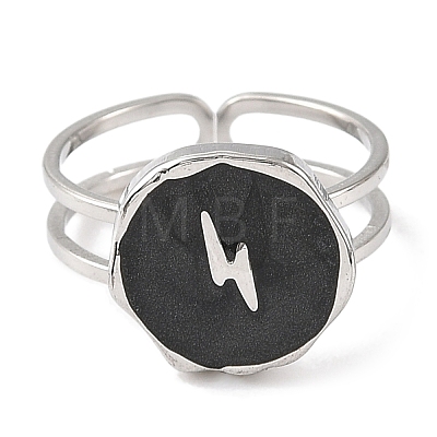 304 Stainless Steel Enamel Open Cuff Rings for Women RJEW-F166-41P-02-1