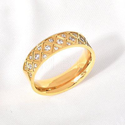 304 Stainless Steel with Clear Cubic Zirconia Finger Rings FS-WG2FC1C-14-1
