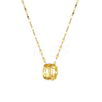 Retro Style 303 Stainless Steel Coin Circle Pendant Dapped Chain Necklaces for Women FS-WG2B7EF-03-1
