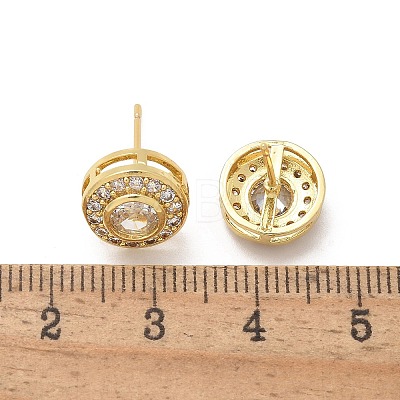 Brass Micro Pave Clear Cubic Zirconia Stud Earrings EJEW-Q015-10G-1