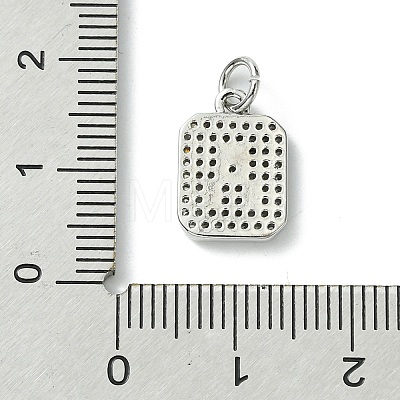 Rack Plating Brass Micro Pave Clear Cubic Zirconia Charms KK-G501-01A-P-1