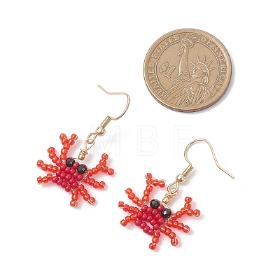 Crab Natural Black Spinel Dangle Stud Earrings EJEW-MZ00641-1