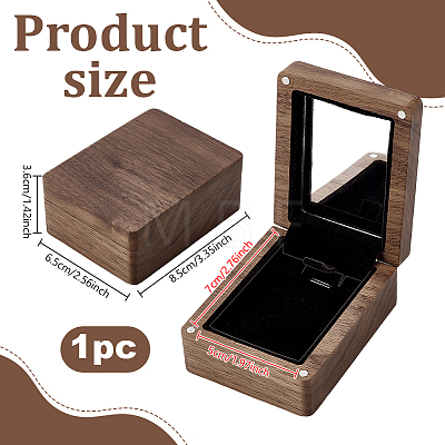 Wood Pendant Storage Magnetic Boxes with Mirror Inside CON-WH0085-243-1
