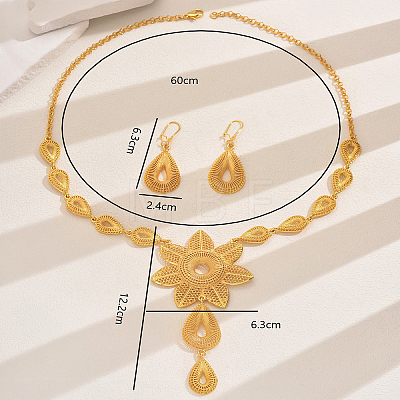 Extravagant Alloy Flower Teardrop Pendant Necklace & Dangle Earrings Sets for Women Wedding AA6460-1
