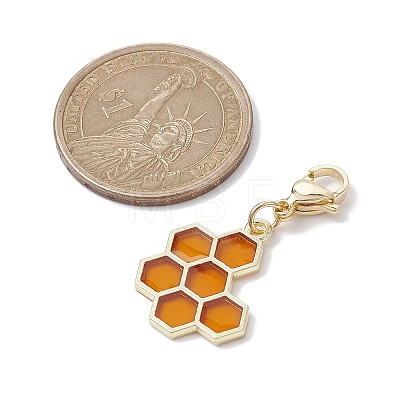 Bee & Honeycomb & Flower & Honey Jar Alloy Enamel Pendant Decorations HJEW-JM01602-1