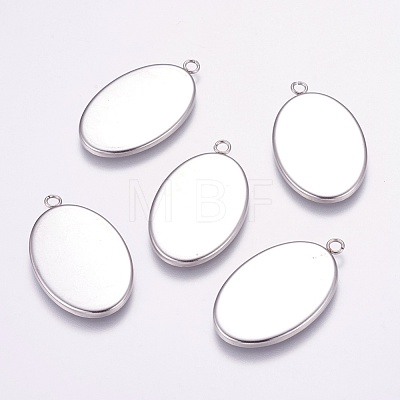304 Stainless Steel Pendant Cabochon Settings STAS-K148-03-1