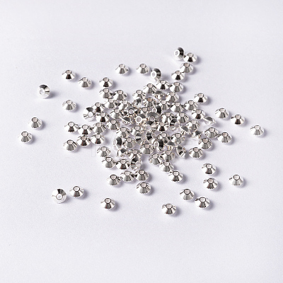 Silver Color Plated Brass Bicone Spacer Beads X-KK-EC008-S-NF-1