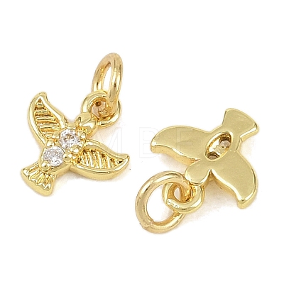 Brass Micro Pave Clear Cubic Zirconia Charms KK-D218-24G-02-1