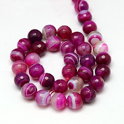Natural Striped Agate/Banded Agate Beads Strands G-G581-10mm-13-1