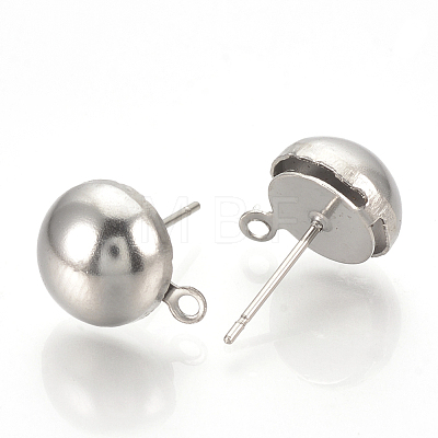 304 Stainless Steel Stud Earrings Findings STAS-R096-12mm-01-1
