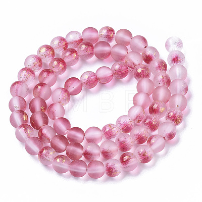 Frosted Spray Painted Glass Beads Strands GLAA-N035-03B-C04-1