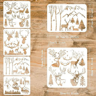 4Pcs 4 Styles Plastic Painting Stencils Sets DIY-WH0172-836-1