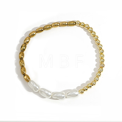 Handmade Brass Beads Stretch Bracelets AI7189-3-1