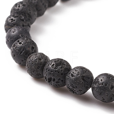 Natural Lava Rock & Gemstone Beaded Stretch Bracelet BJEW-JB08531-1