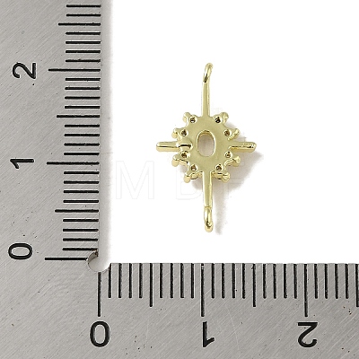 Brass Pave Clear Cubic Zirconia Star Links Connector Charms KK-K371-06G-1