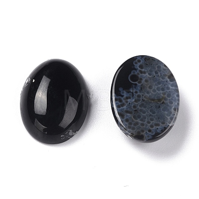 Oval Natural Dyed & Heated Black Agate Cabochons X-G-K020-18x13mm-01-1