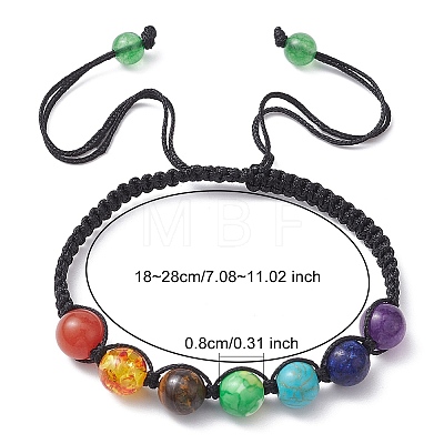 Round Natural Mixed Gemstone Braided Bead Bracelet BJEW-YW0001-11-1