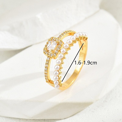 Elegant Copper Plated Gold Pearl Ladies Party Vacation Ring VD5623-4-1