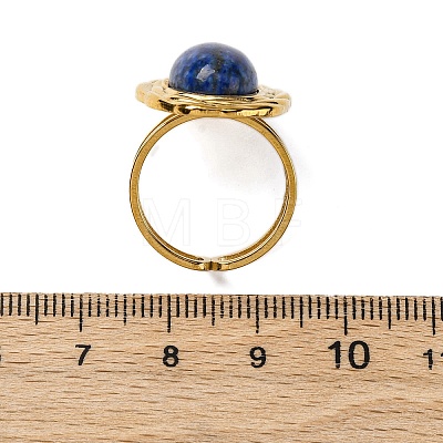 Oval Natural Lapis Lazuli Finger Rings RJEW-M063-01G-17-1