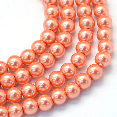 Baking Painted Pearlized Glass Pearl Round Bead Strands HY-Q330-8mm-77-1