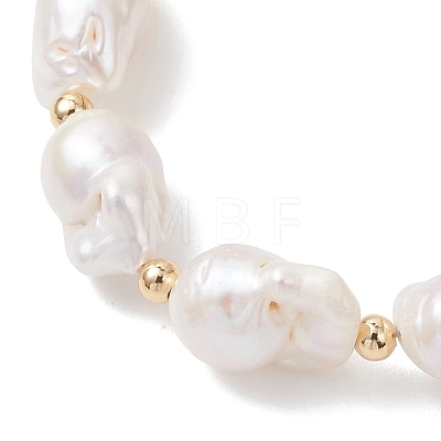 Natural Baroque Pearl Keshi Pearl Beaded Bracelets BJEW-JB13336-1