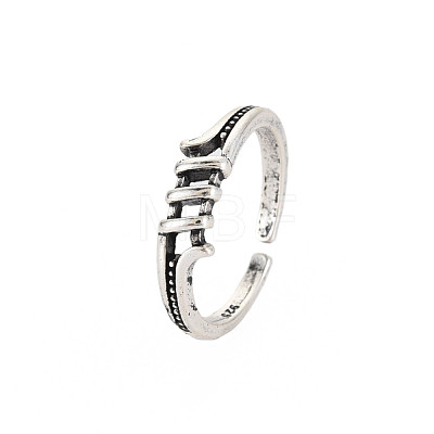 Stripe Hollow Open Cuff Ring RJEW-S038-204-1