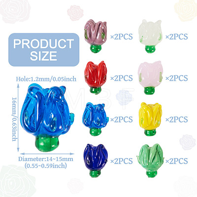 16Pcs 8 Colors Handmade Lampwork Beads LAMP-TA0001-33-1