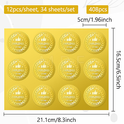 34 Sheets Self Adhesive Gold Foil Embossed Stickers DIY-WH0509-027-1